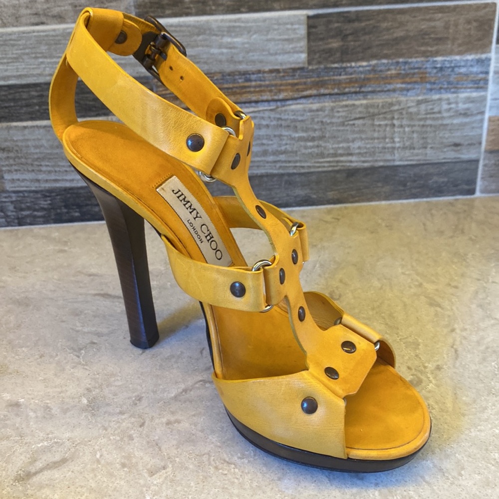 Jimmy Choo yellow platform sandals
